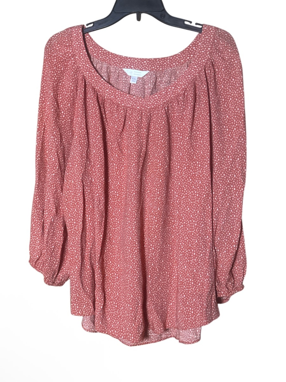 LC Lauren Conrad Rusty Rose Dot Peasant Tunic Blouse Top - Size XXL